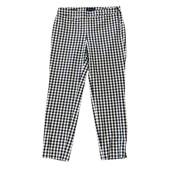 Talbots Women's Gingham Chatham Ankle Pant Black White Stretch Low Rise Size 4P - Picture 1 of 10